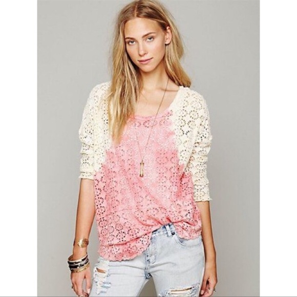 Free People Tops - FREE PEOPLE We The Free Crochet Love Raglan Pink
